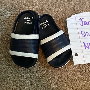 Janie and Jack navy slides sandals, size 3